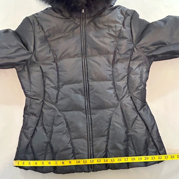 1 Madison Limited Collection Charcoal Gray Coat Fox Fur Trimmed Hood Size Large - Picture 8 of 10